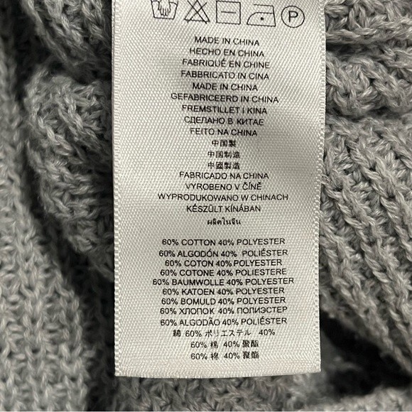 Michael Michael Kors Light Grey Chunky Waffle Knit Cowl Neck Sweater Size Small - Picture 8 of 9